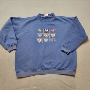 Lady Footlocker Vintage floral and Hearts 90s sweatshirt Sz Large Embroidery